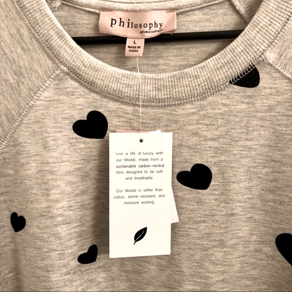comfy sweatshirt, gray w/black hearts, phi… - Picture 6 of 12